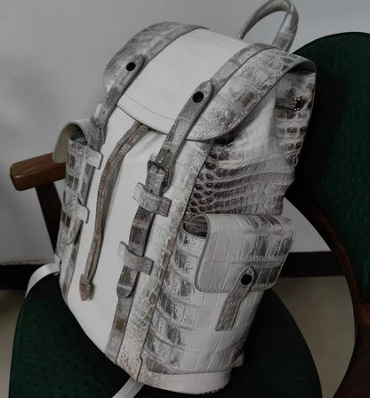Luxury Crocodile Leather Backpack – Large Business Travel Bag