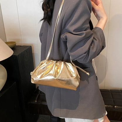 Ruched Cloud Hobo Bag – Soft PU Leather Crossbody for Women