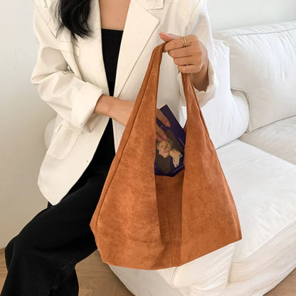 Large Suede Hobo Shoulder Bag Women's Vintage Oversized Tote Shopper