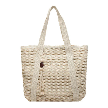 Woven Straw Beach Tote Bag for Women – Large Boho Shoulder Handbag