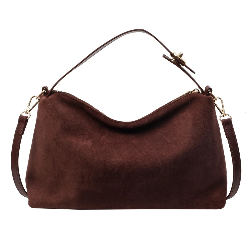 Crossbody Shoulder Bag for Women – Textured Suede Small Tote
