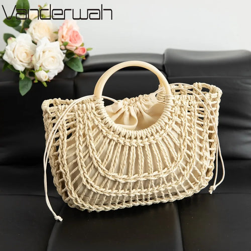 Rattan Woven Straw Bag for Women – Handmade Summer Crossbody Tote