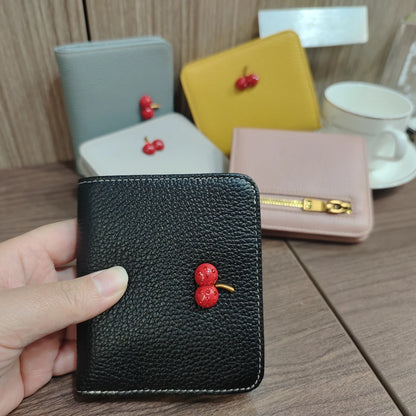 Women's Slim Genuine Leather Wallet – Sweet Cherry Rivet Card Holder