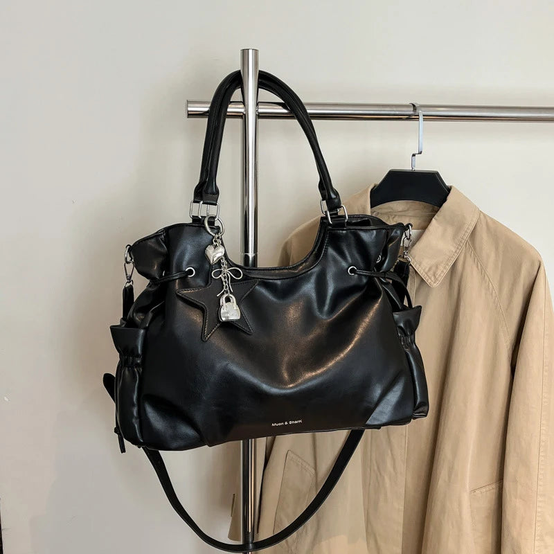 Large Capacity Tote Bag – Retro Shoulder & Crossbody Handbag