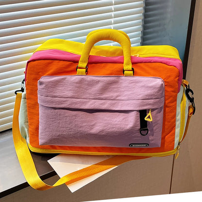 Gym Duffle Bag with Shoe Compartment – Color Block Travel Tote