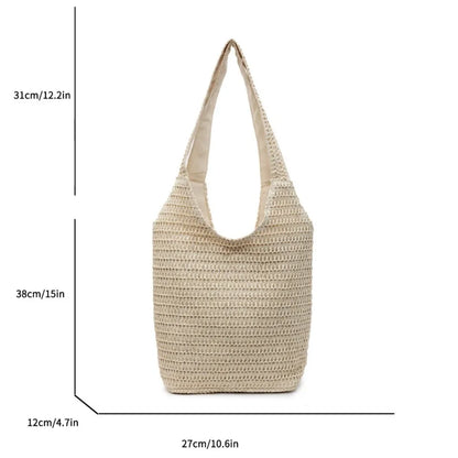 Woven Straw Beach Tote Bag for Women – Large Capacity Shoulder Bag