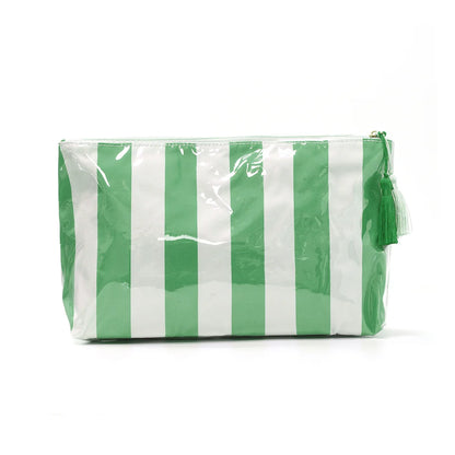 Cosmetic Bag – Large Striped Travel Makeup Pouch with Tassel