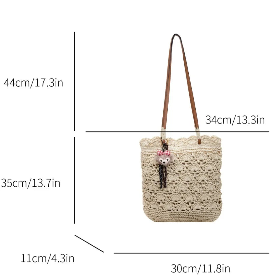 Straw Tote Bag – Large Capacity Women's Woven Beach Shoulder Bag