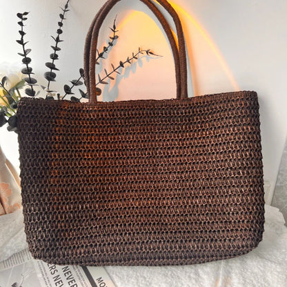 Woven Straw Tote Bag – Large Beach Shoulder Bag for Women