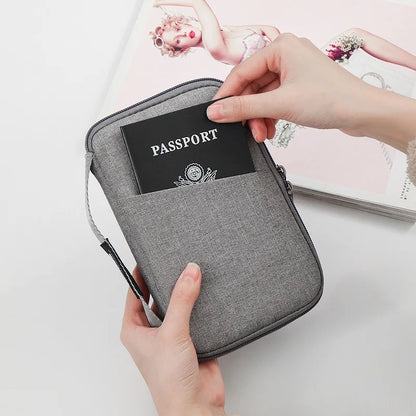 Travel Passport Holder Wallet Family Document Organizer with Zipper