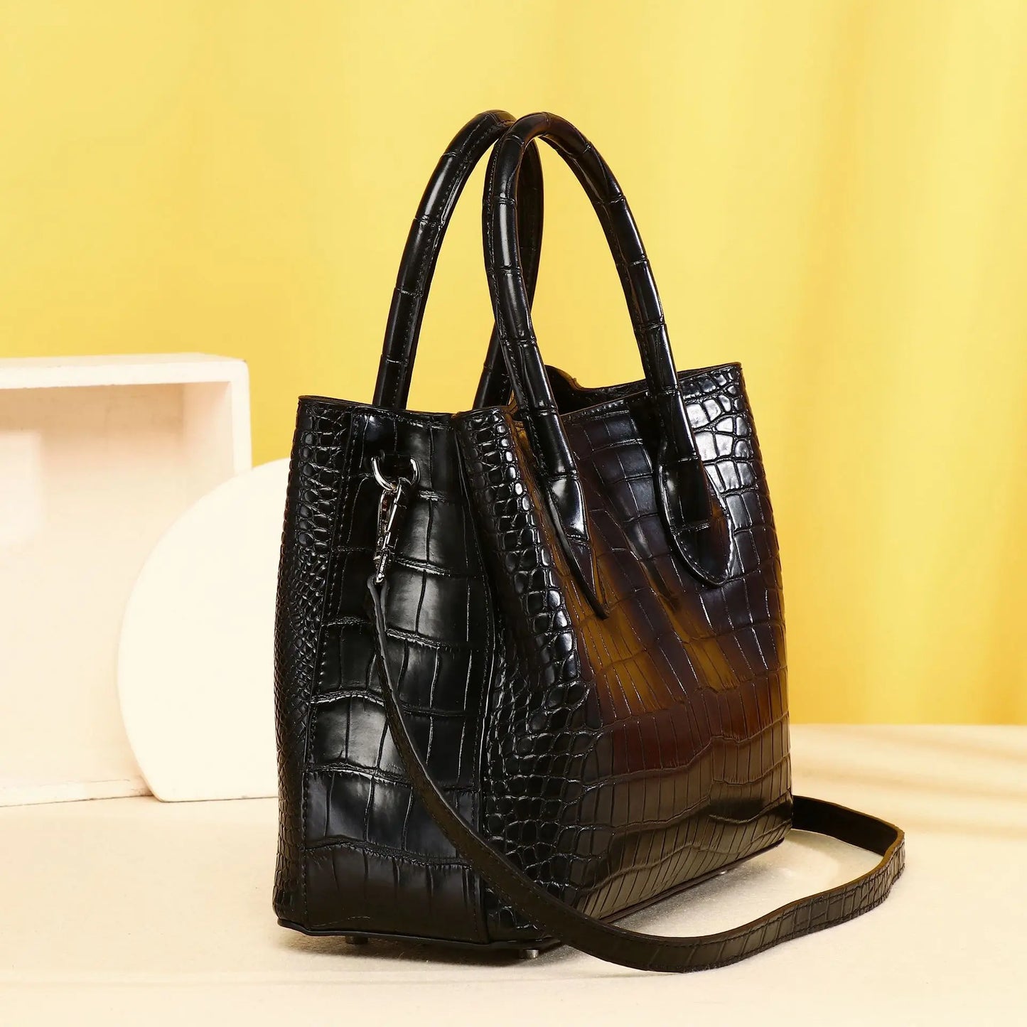 Luxury Alligator Genuine Leather Shoulder Bag for Women