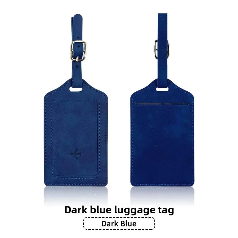 Leather Luggage Tag with Card Slot – Travel Baggage Label for Men & Women