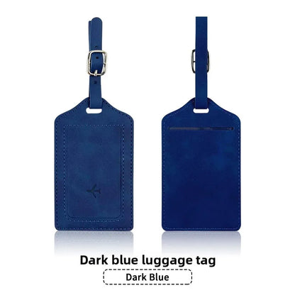Leather Luggage Tag with Card Slot – Travel Baggage Label for Men & Women