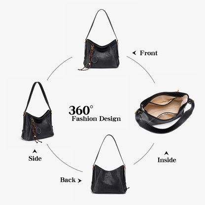 Women's Retro Hobo Shoulder Bag – Large Capacity Soft PU Leather Crossbody
