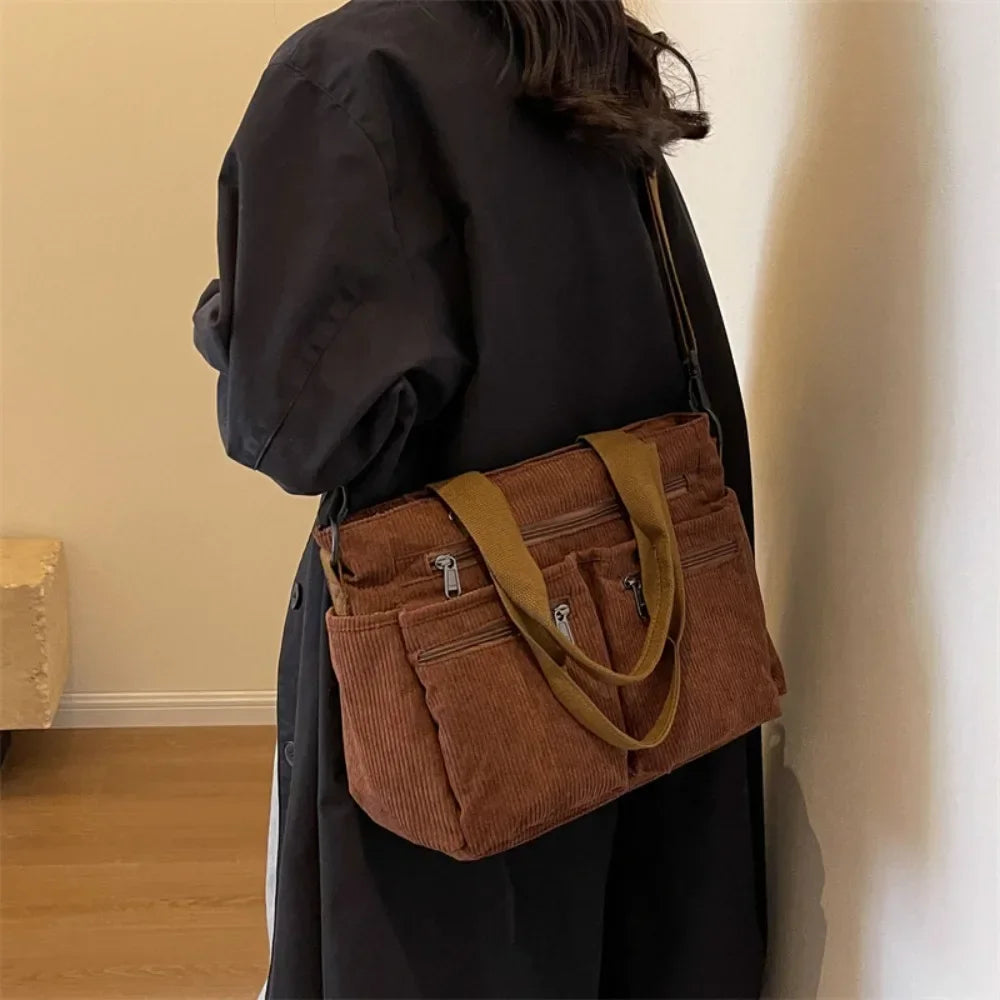 Large Capacity Corduroy Tote Bag – Women's Shoulder & Crossbody