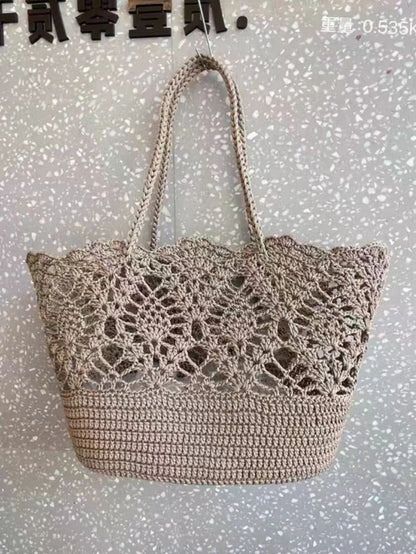 Women's Crochet Beach Tote Bag – Large Hollow Woven Shoulder Bag