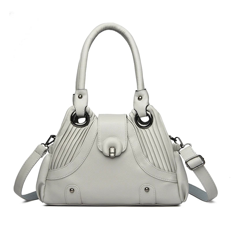 Leather Tote Handbag for Women – Designer Two-Layer Shoulder Bag