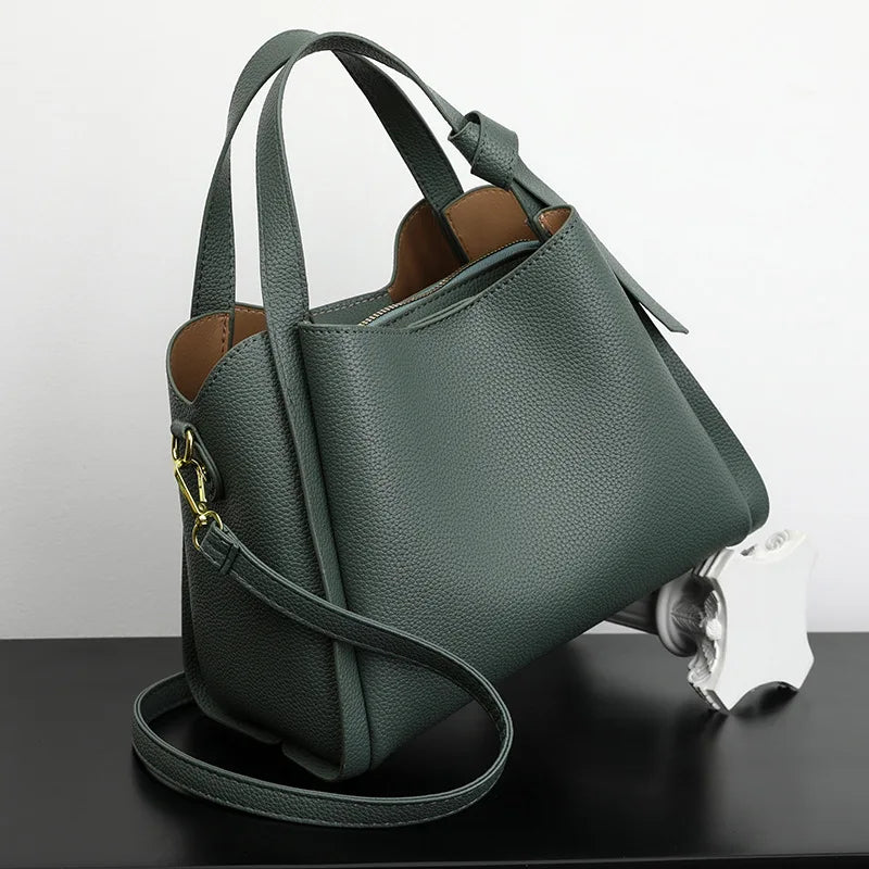 Leather Bucket Handbag – Women's Large Capacity Shoulder & Crossbody Bag