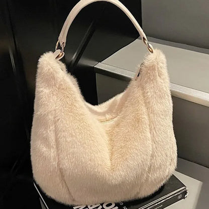 Autumn Winter Fluffy Tote Bag Korean Underarm Large Capacity Foreign Commuter Shoulder Women S