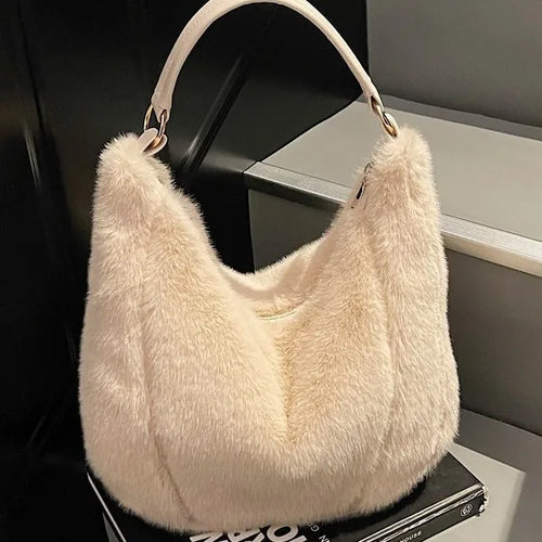 Autumn Winter Fluffy Tote Bag Korean Underarm Large Capacity Foreign Commuter Shoulder Women S