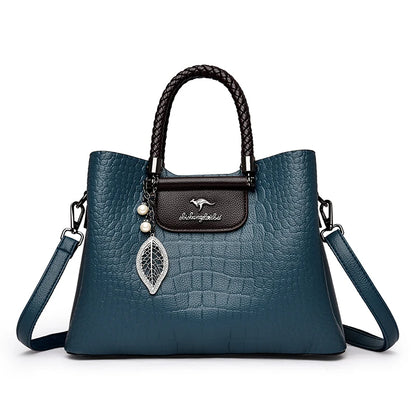 Luxury Leather Handbag for Women – Woven Handle Crossbody