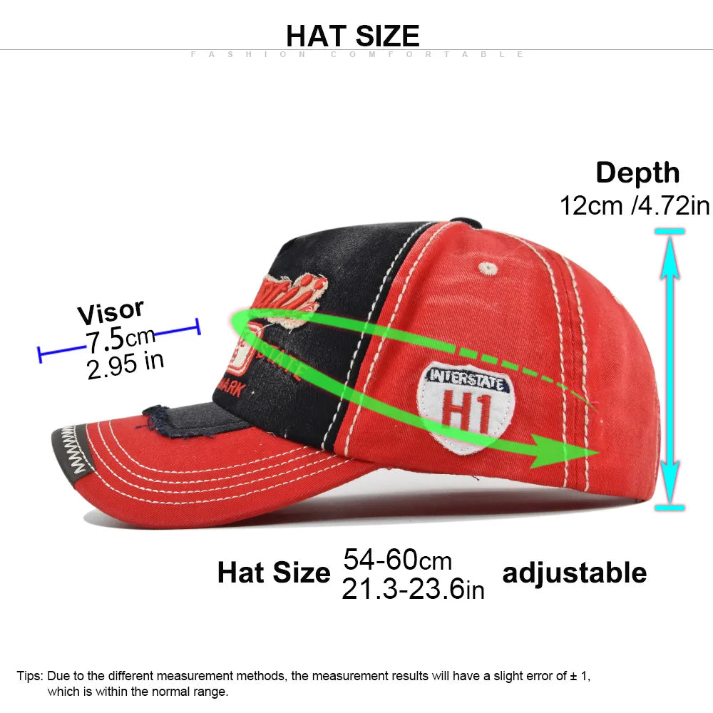 Washed Baseball Cap Vintage Embroidery Hip-Hop Hat Unisex