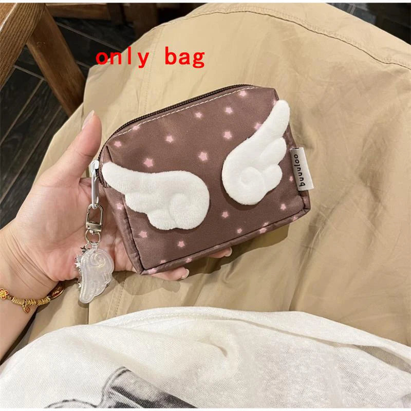 Cute 3d Wing Star Pencil Case Large Capacity Student Pen Bag Kawaii Canvas Stationery Storage