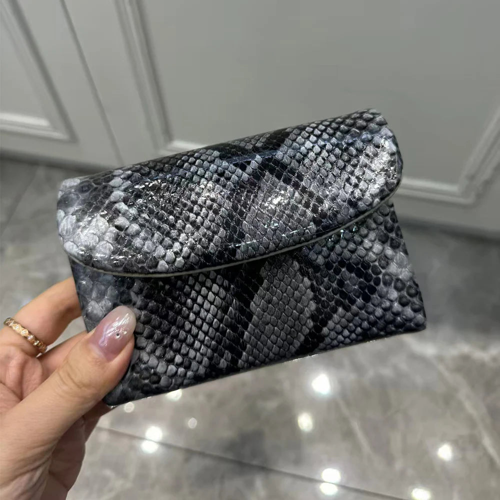 Python Pattern Leather Short Wallet for Women