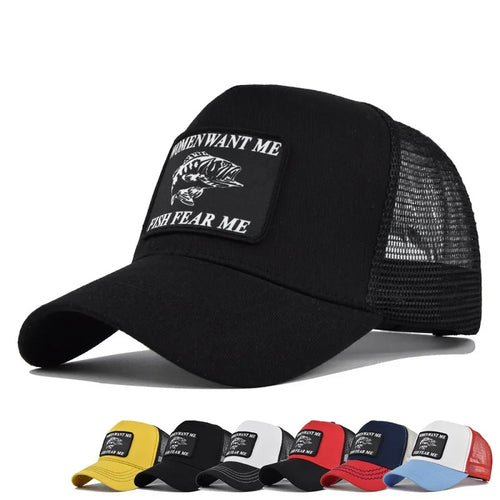 Women Want Me Fish Fear Me Trucker Hat – Unisex Fishing Cap