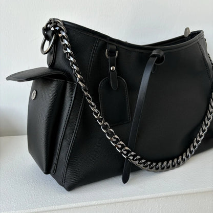 Moods Branded Shoulder Tote Bags Women Soft Pu Leather Large Capacity Commute Shopper Crossbody Bag