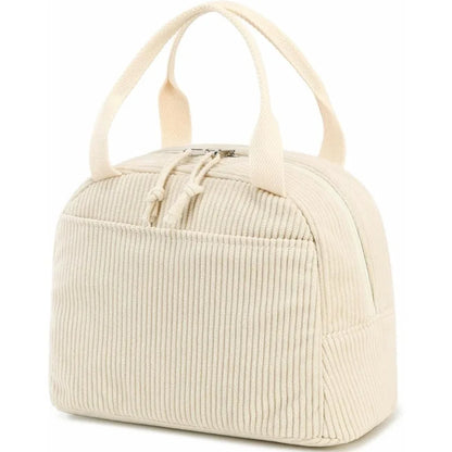 Corduroy Lunch Bag Thermal Insulation Box Storage Handbag Multifunctional Kid School Cooler Picnic