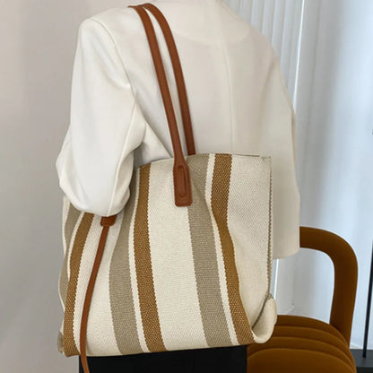 Rainbow Striped Tote Bag – Designer Shoulder Bag with Card Holder