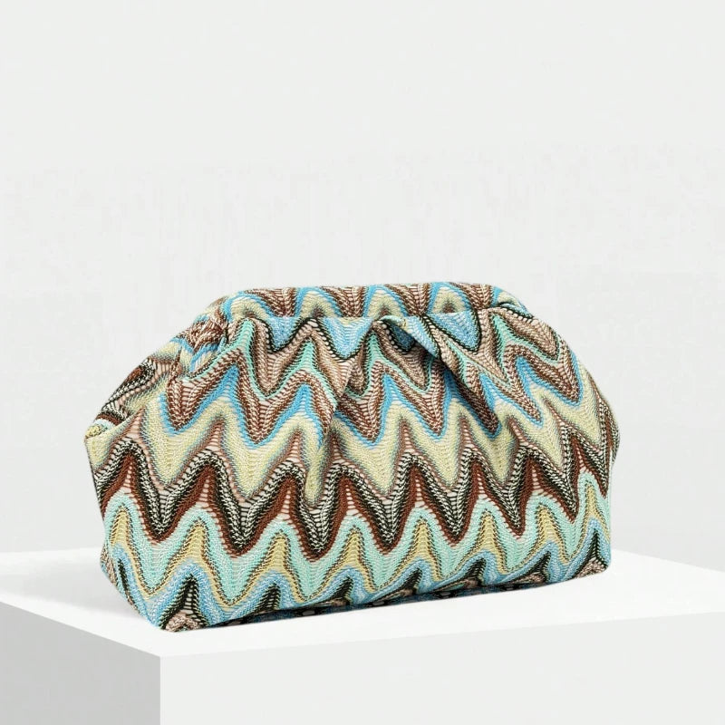 Bohemian Jacquard Clutch Bag – Women's Pleated Cloud Evening Purse