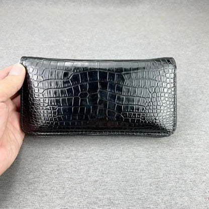 Genuine Crocodile Leather Long Zip-Around Wallet