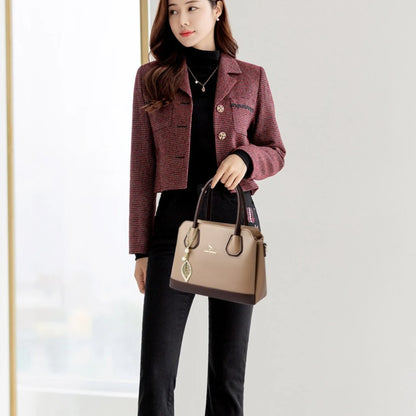 Luxury Leather Tote Bag for Women | 3-Layer Handbag