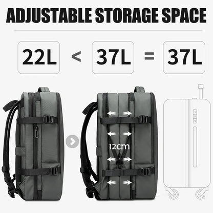 Expandable Business Backpack with USB Port – Waterproof 37L/45L