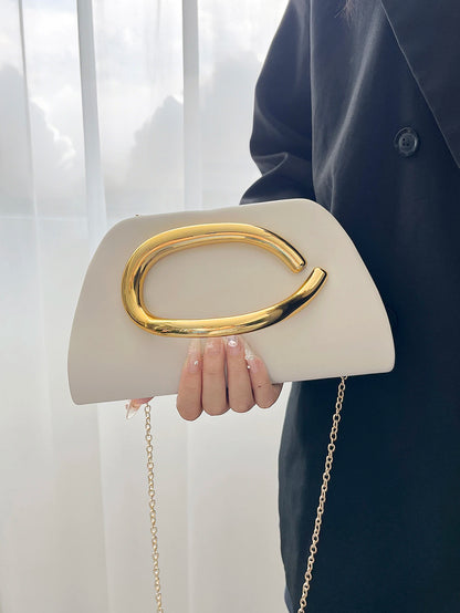 Luxury Evening Clutch Bag with Gold Magnetic Closure & Chain Strap
