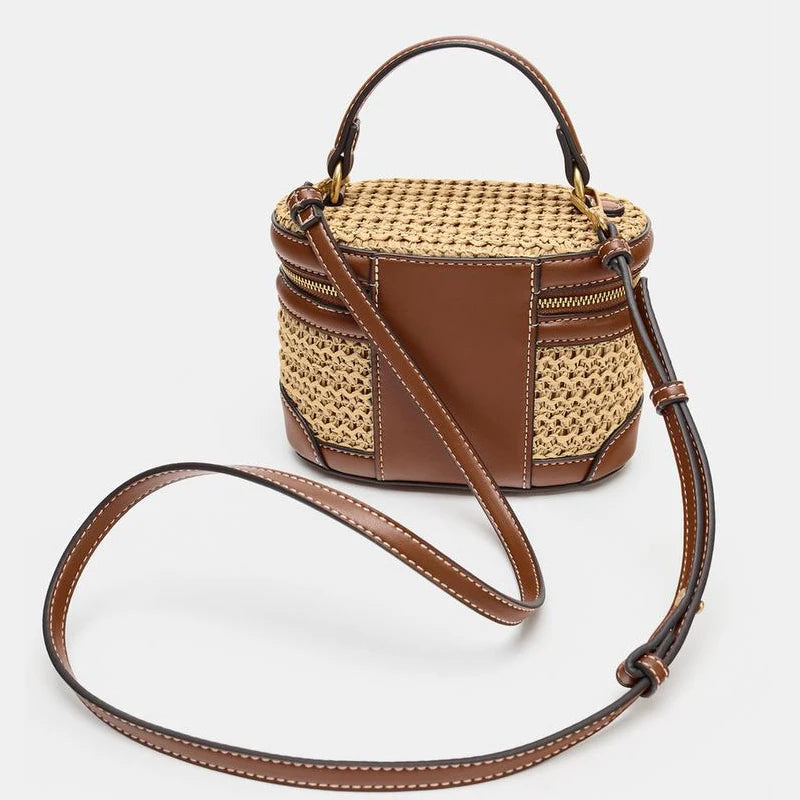 Woven Box Handbag – Women's Small Tote Crossbody Shoulder Bag