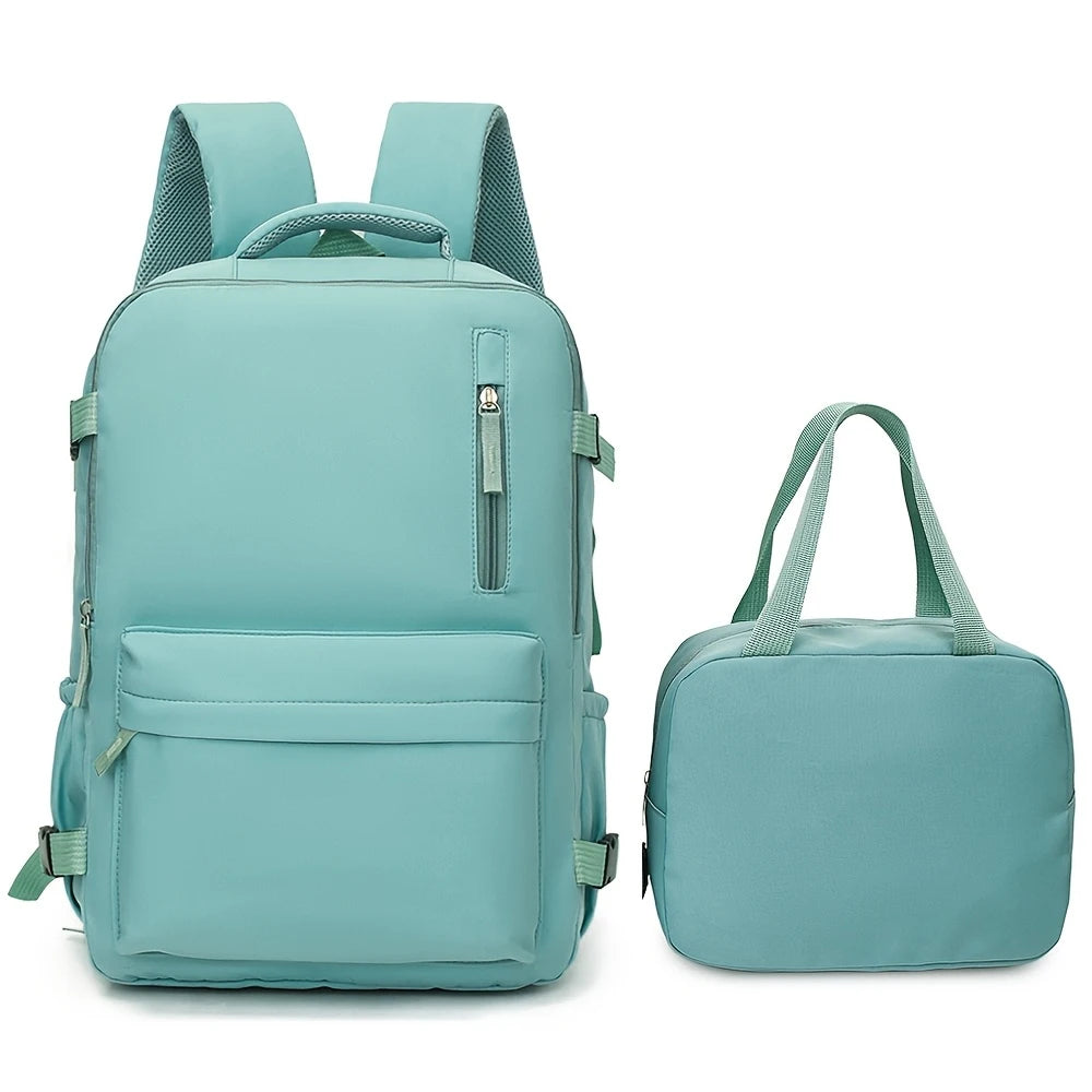 Travel Backpack Set 2-Piece with Shoe Compartment & Mini Handbag