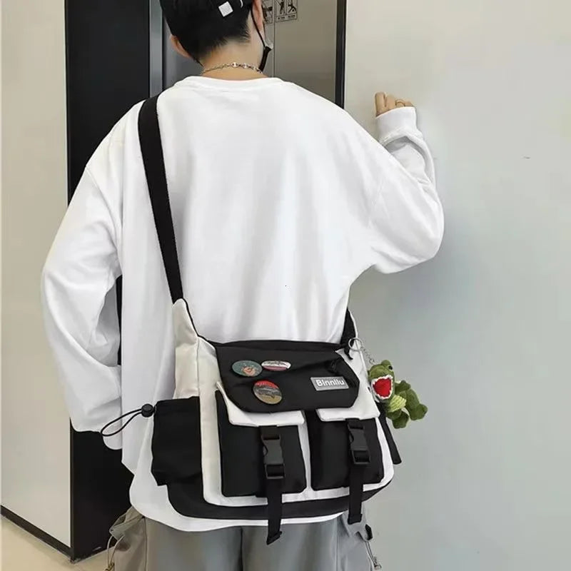 Harajuku Canvas Crossbody Messenger Bag for Men & Women