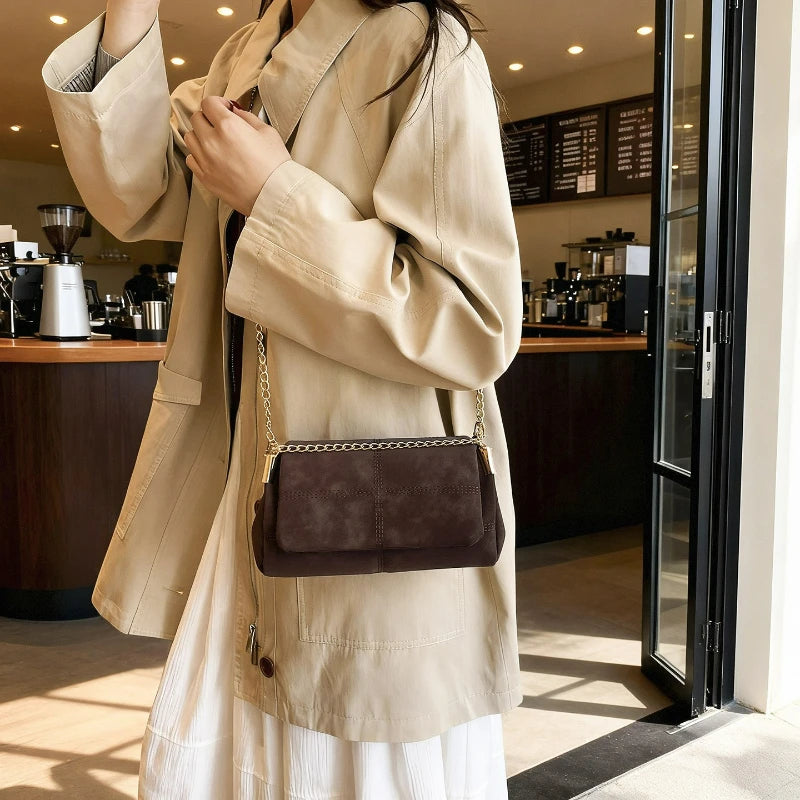 Vintage Chain Crossbody Bag - Women's Large Capacity Shoulder Bag