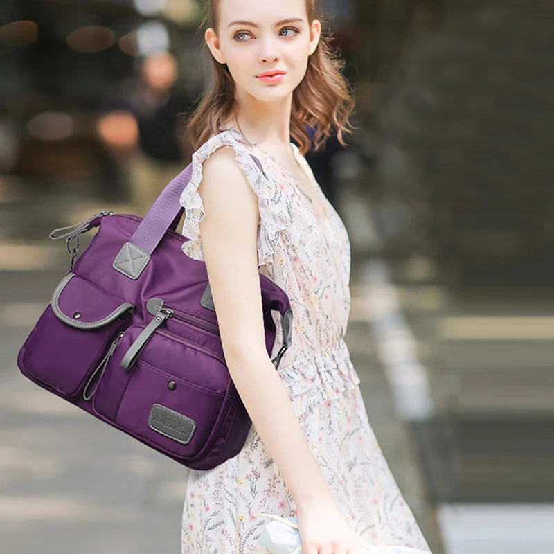Women's Multifunctional Waterproof Nylon Handbag – Large Capacity Crossbody