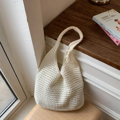Crochet Mesh Hobo Bag for Women – Large Knit Shoulder Tote