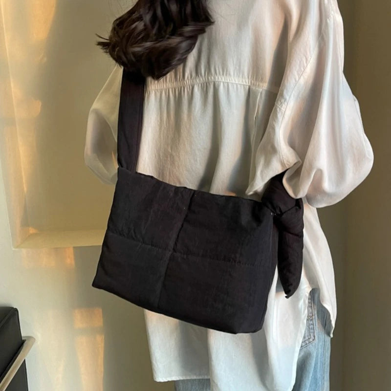 Puffy Down Cotton Padded Shoulder Bag Large Capacity