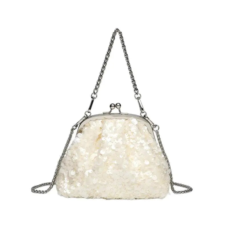 Sequin Kiss Lock Clutch Bag – Women's Elegant Evening Shoulder Bag