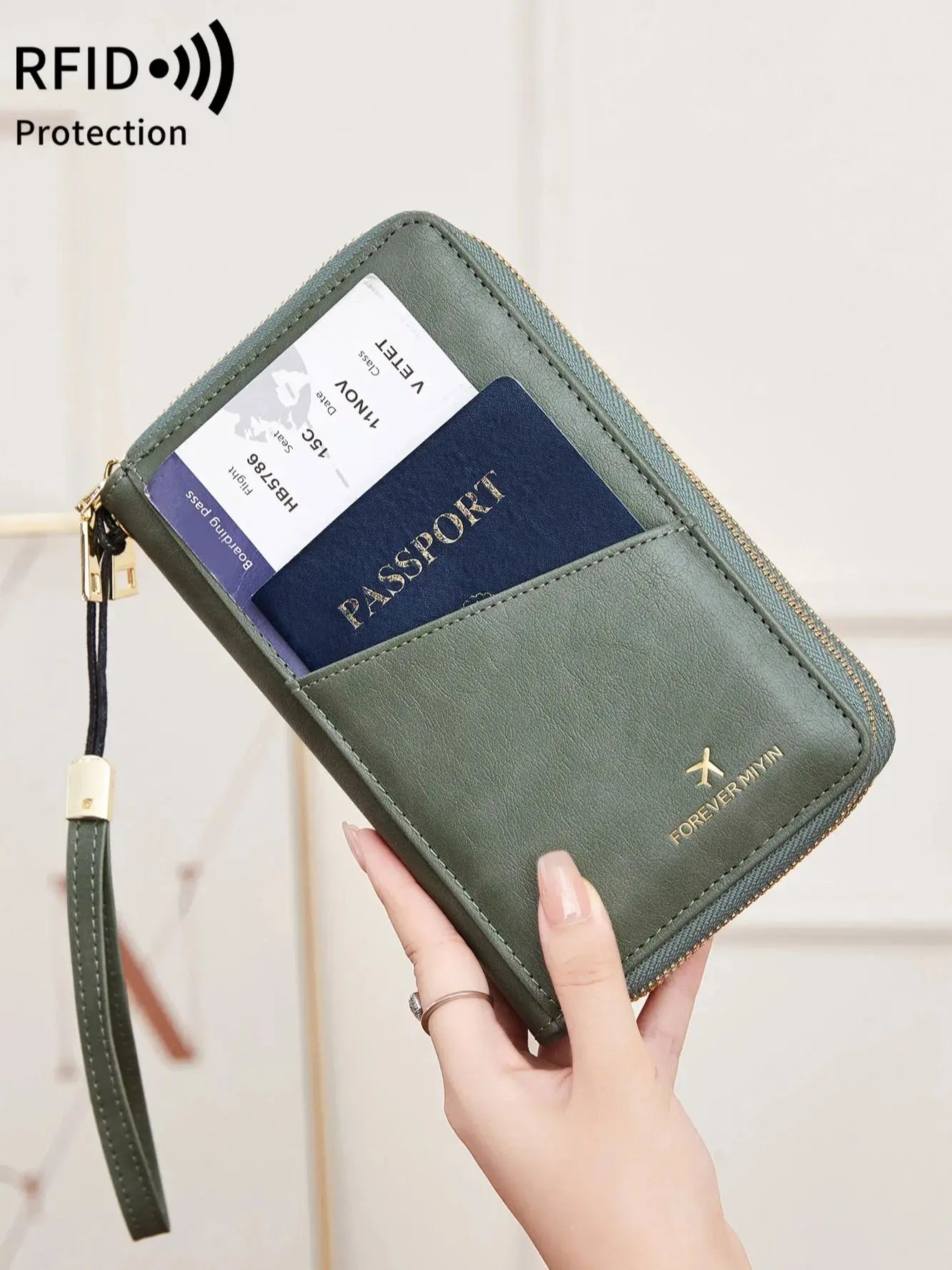 RFID Blocking Travel Passport Wallet – Large Capacity Double Zipper Organizer