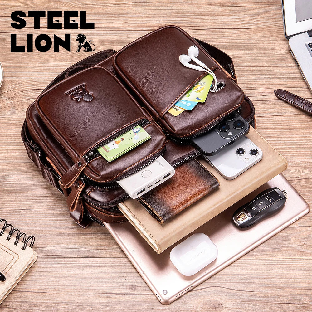 Genuine Leather Men's Crossbody Shoulder Bag – Business Handbag