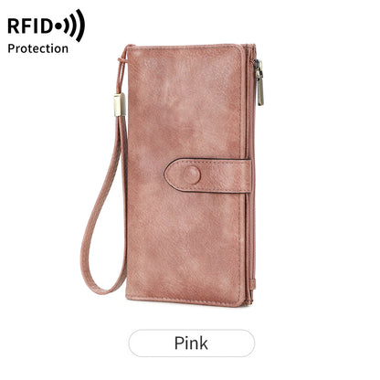 RFID Women's Long Wallet – Large Capacity PU Leather Organizer