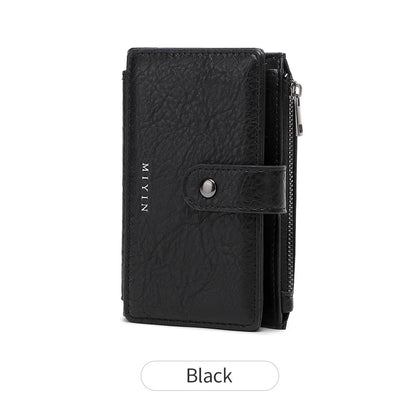 RFID Blocking Women's Trifold Wallet – Retro PU Leather Multi-Card Slot