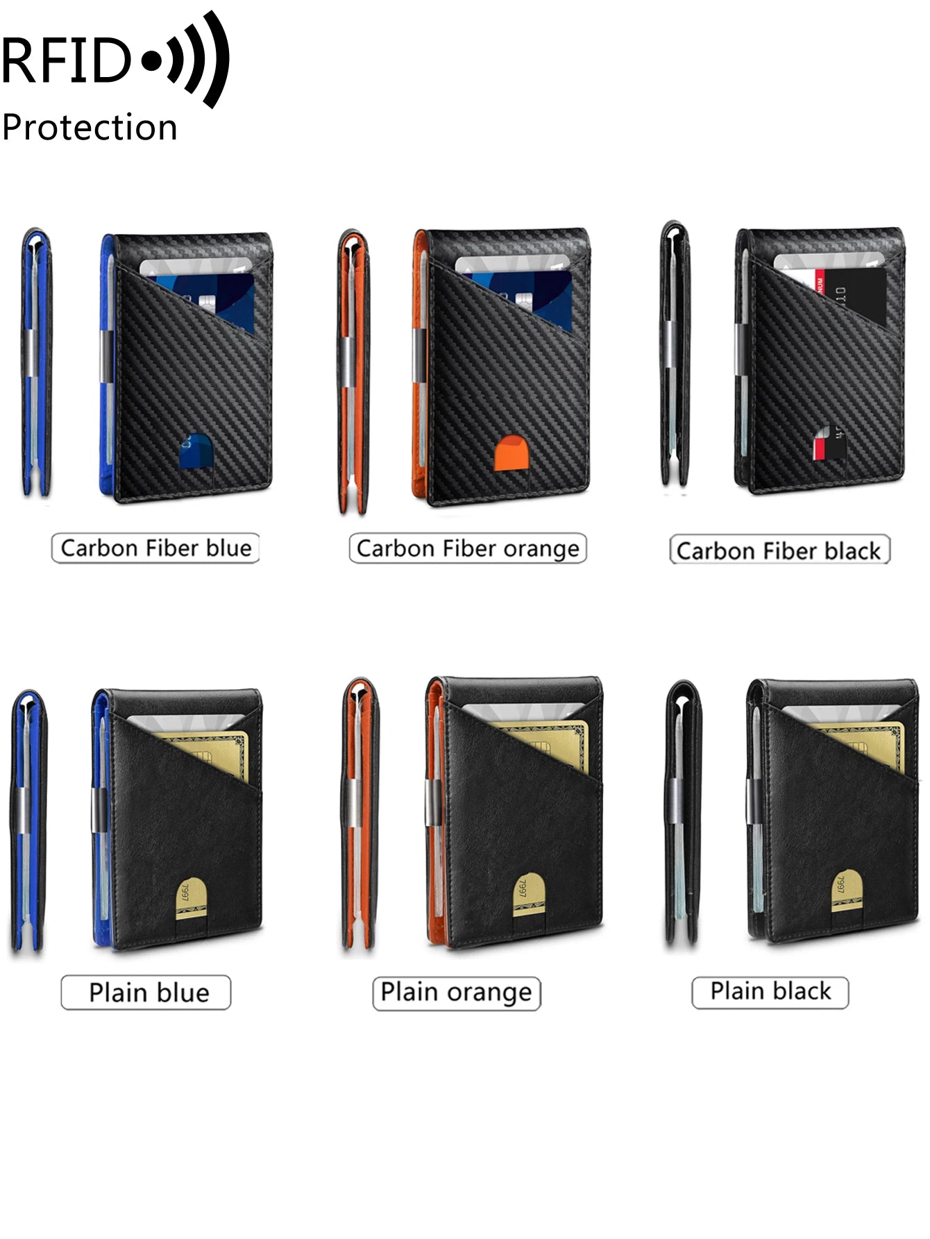RFID Blocking Carbon Fiber Slim Front Pocket Wallet for Men